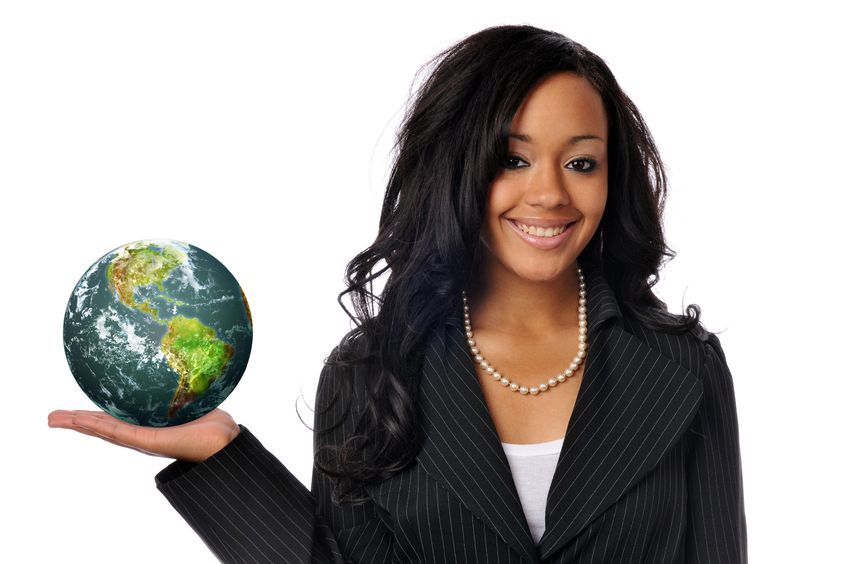 business woman with globe (2)